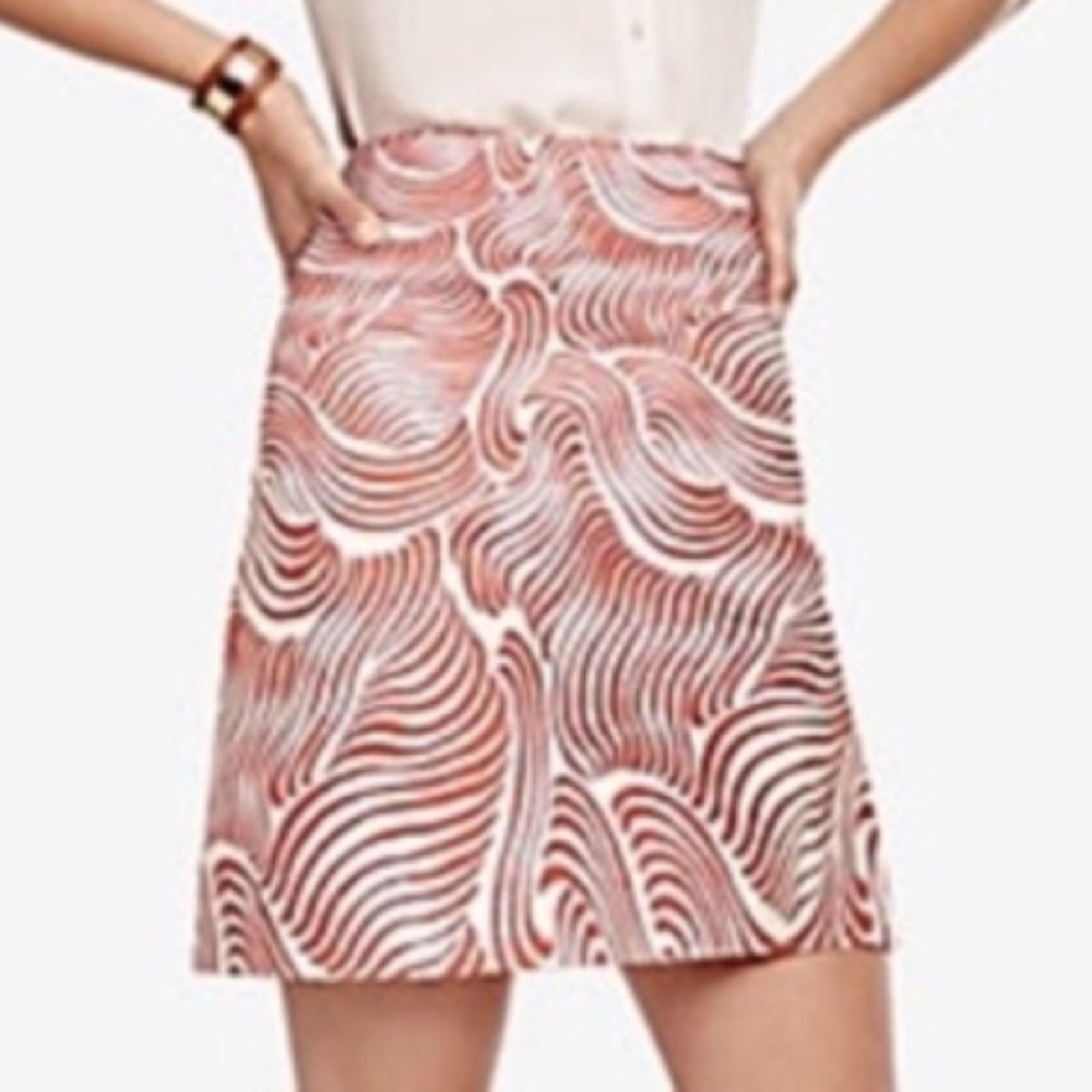 Ann Taylor burnt orange Swirl wave mod Print Mini